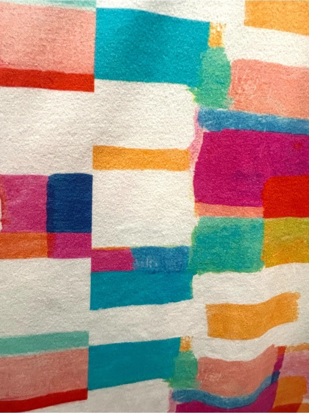 Parsley & Sage White Cotton Knit Tunic, Multicolored Geometric Design - Size 1X